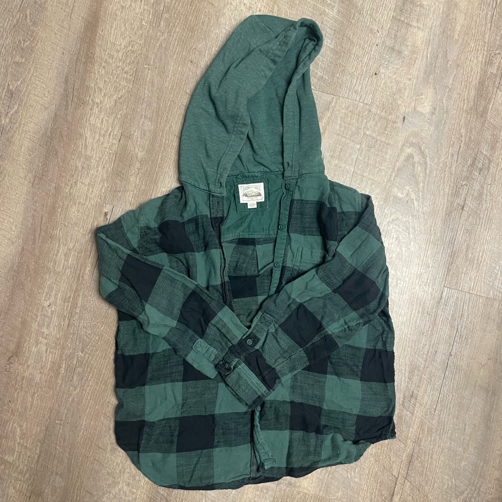 American Eagle Hooded Flannel Shirt